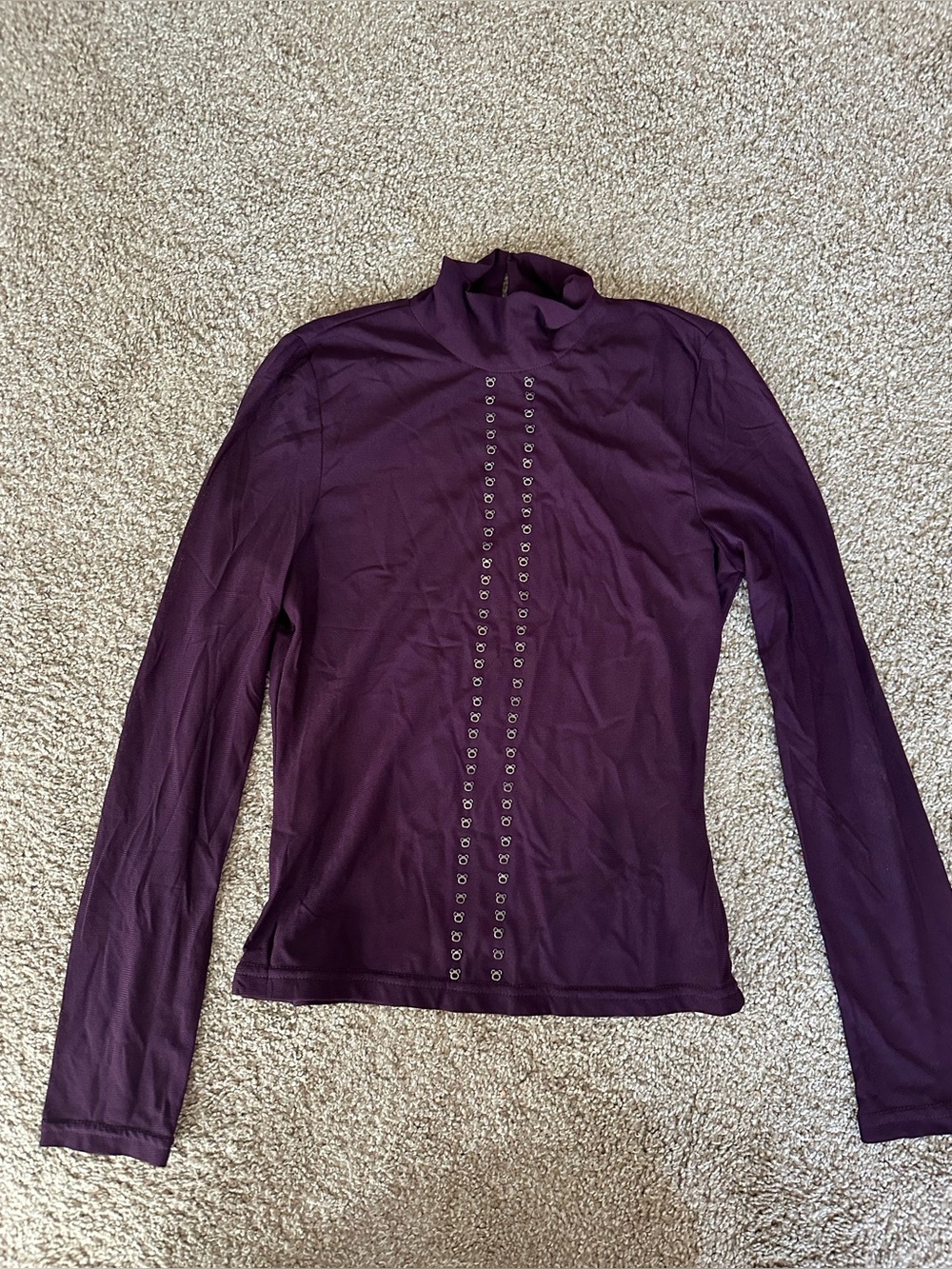 Cache Long Sleeve Mock Neck Top in Plum